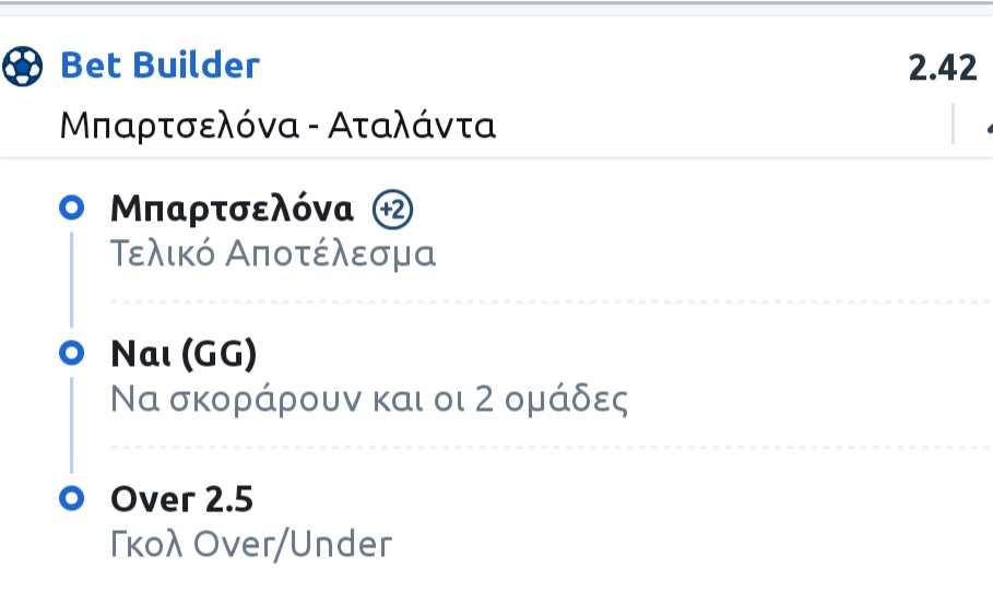 Barcelona Atalanta Bet Builder*